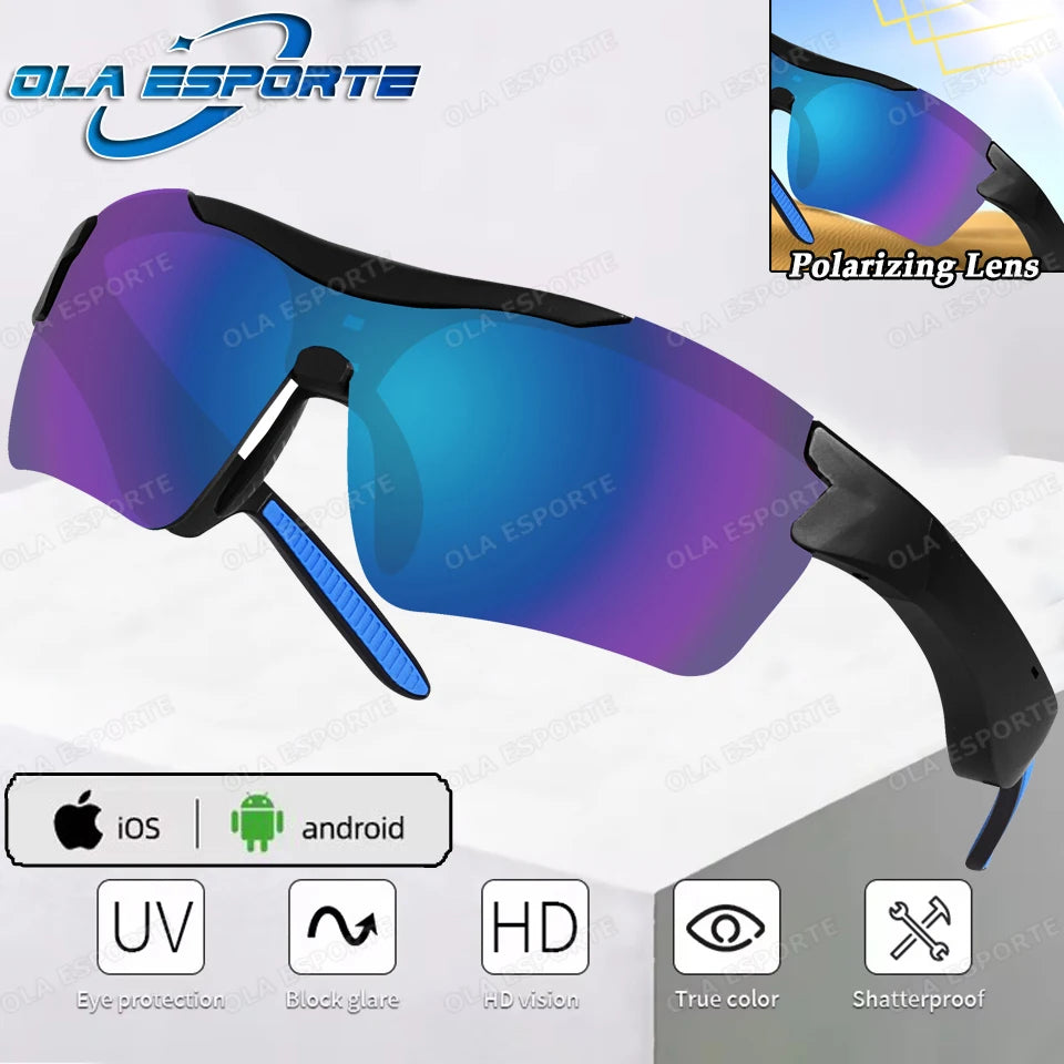 Newest Audio Outdoor Smart Glasses Wireless Bluetooth Call Music Cycling Sports Headphone UV Protection Sunglasses for Men Women Peaceful Pleasures Health and Wellness Bk-Bl