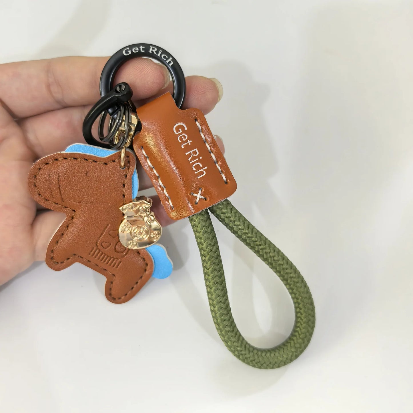 Money Soon Handmade Leather Keychain | Cute Couple Gift Leather Keychain Peaceful Pleasures Health and Wellness Coffee