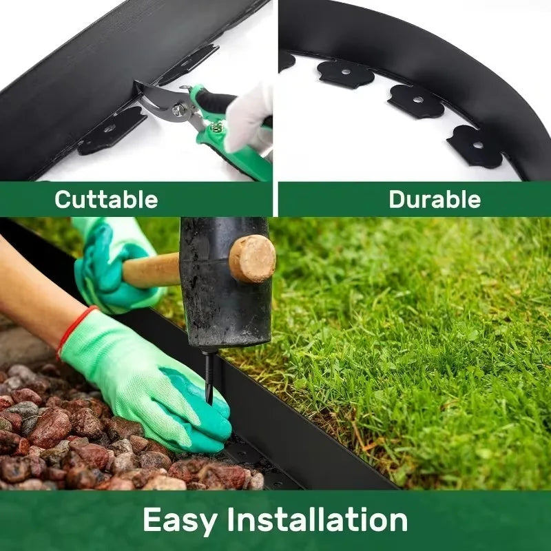 L-Shaped Garden Edging Border 10m | PE Lawn Divider 5/10cm