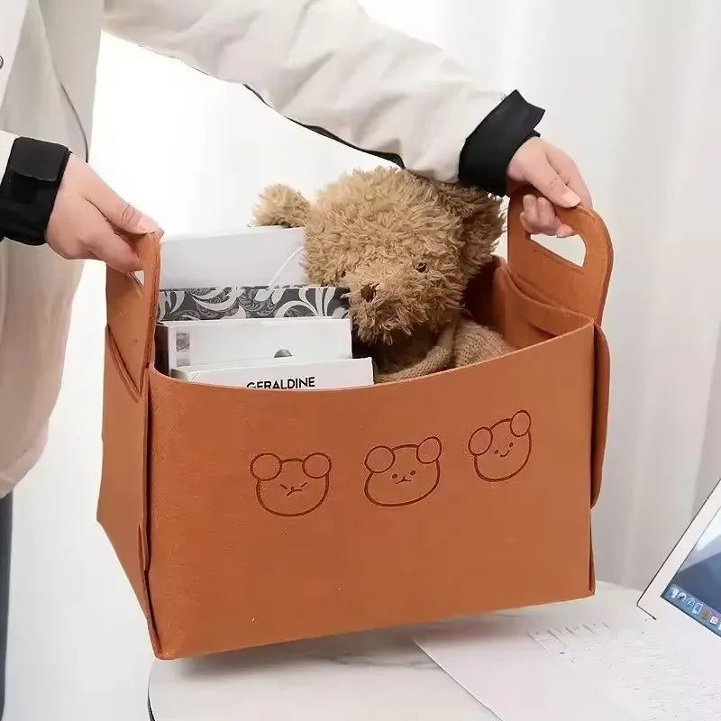 Foldable Felt Storage Basket – Car Trunk & Toy Organizer