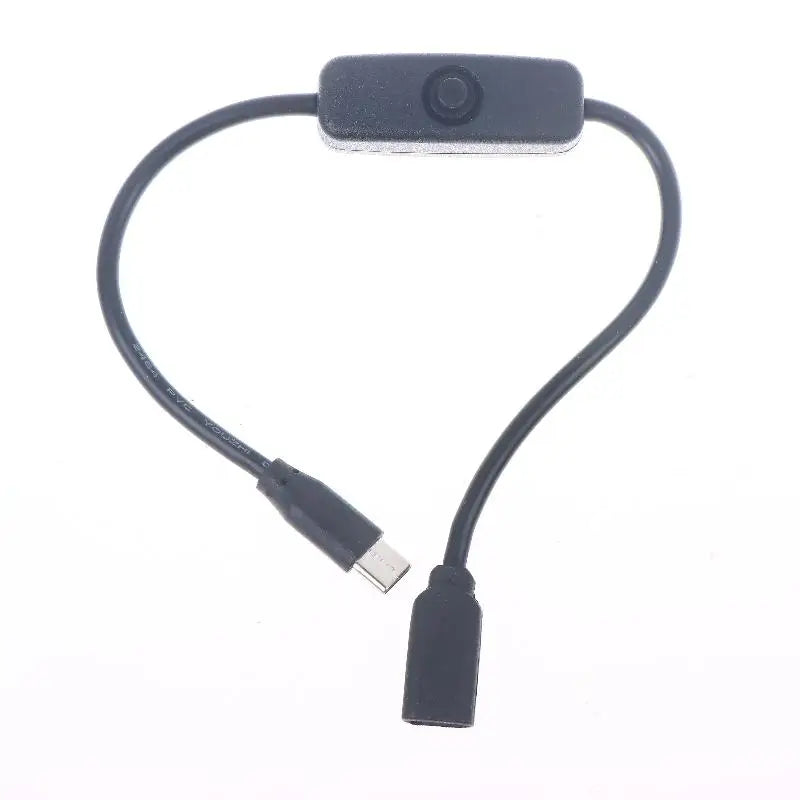 USB-C Extension Cable 4A with On/Off Switch – 30cm Power Cord