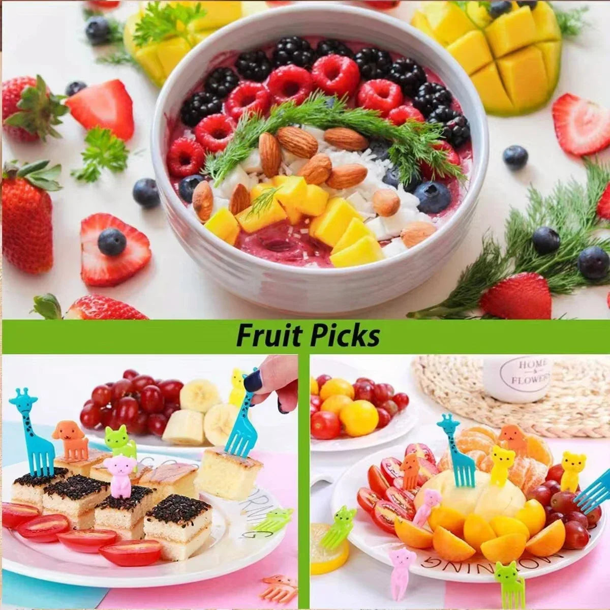 30-Piece Cute Animal Fruit Forks for Kids Bento Box Picks