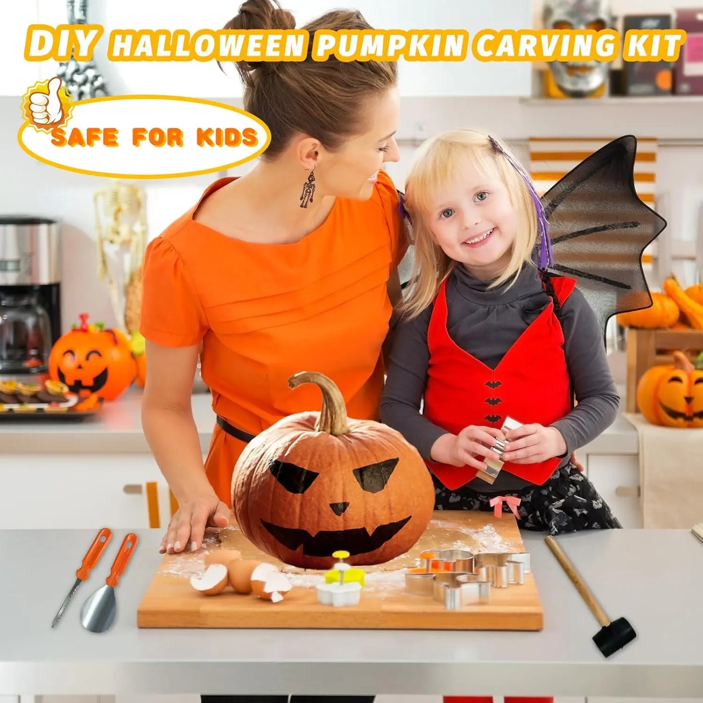 Halloween Pumpkin Carving Kit – Steel Tools, Knives & Stencils