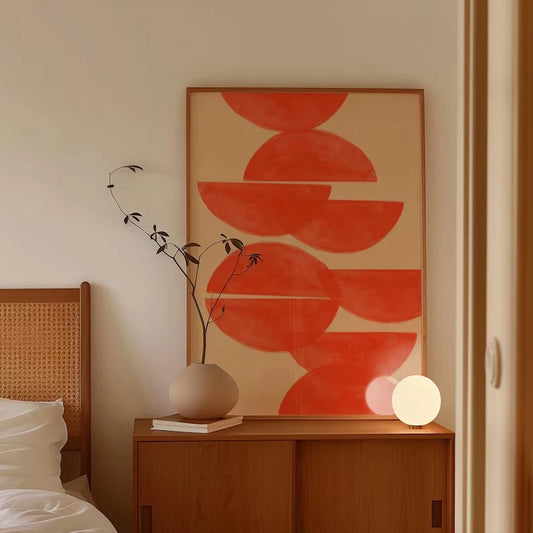 Modern Abstract Red Orange Geometric Canvas Wall Art Print Canvas Wall Art Peaceful Pleasures Health and Wellness G4533 30x40cm Black Framed