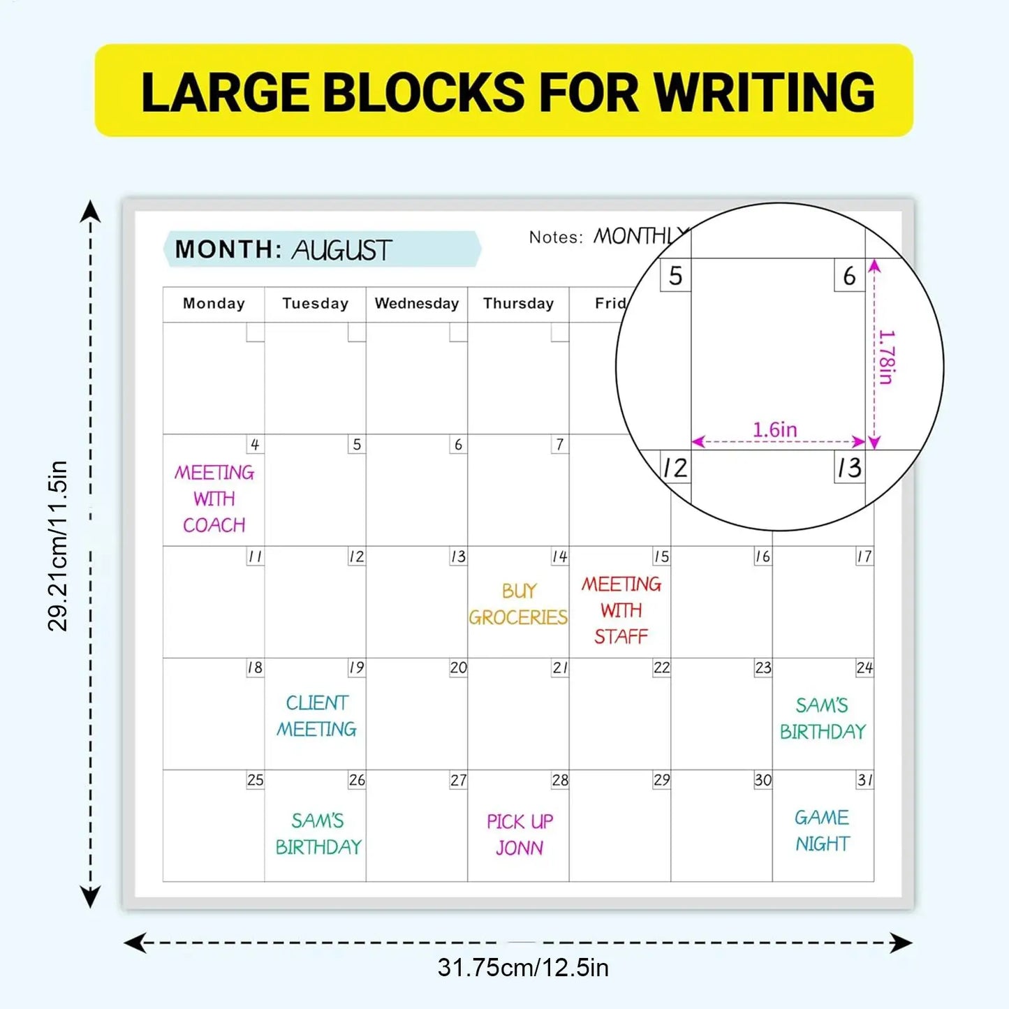 Large Erasable Wall Calendar – Reusable 12-Month Yearly Planner