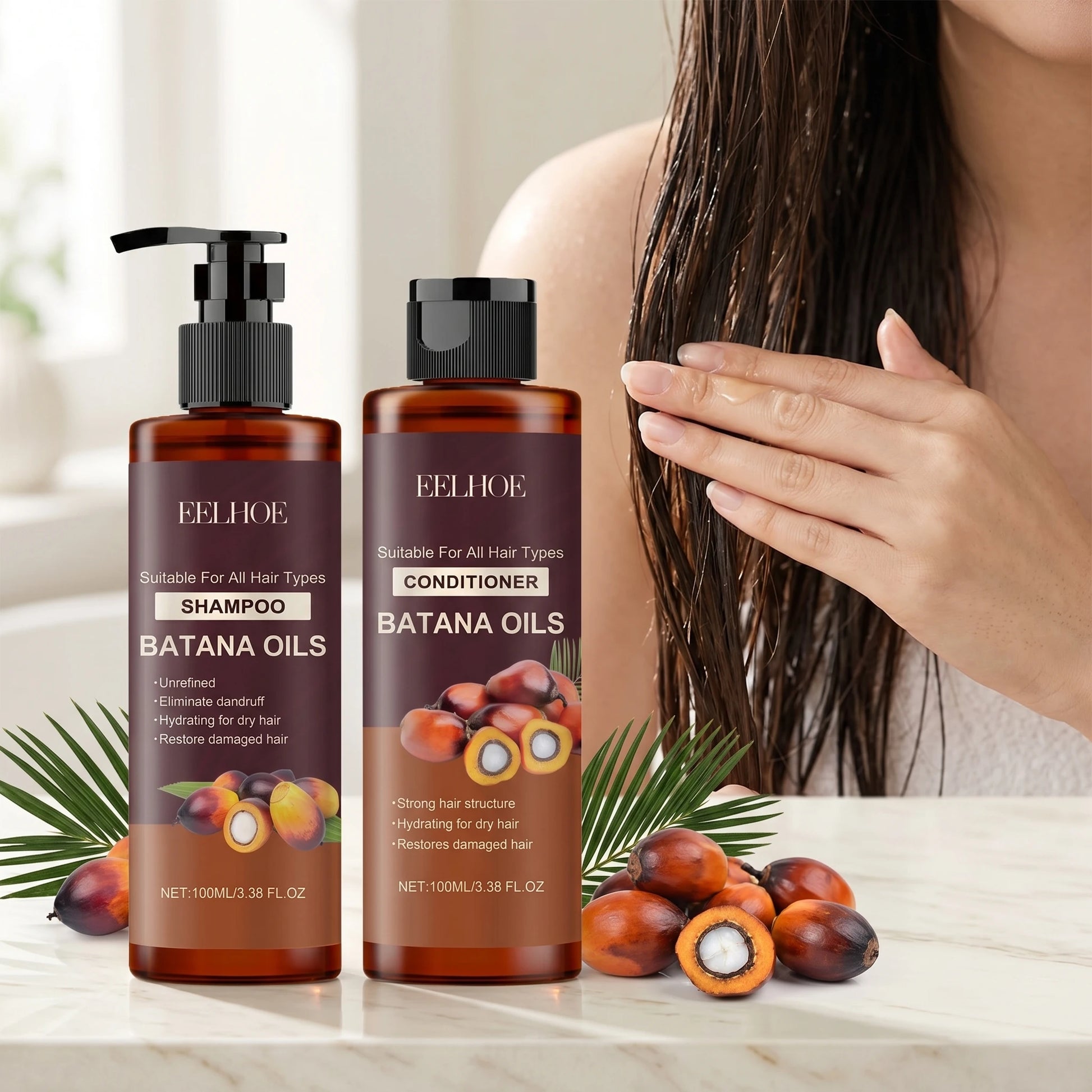 Batana Oil Shampoo Conditioner Cleaning Scalp Oil Control Anti Dandruff Smoothing Prevent Dryness Hair Care Set for Men Women Peaceful Pleasures Health and Wellness