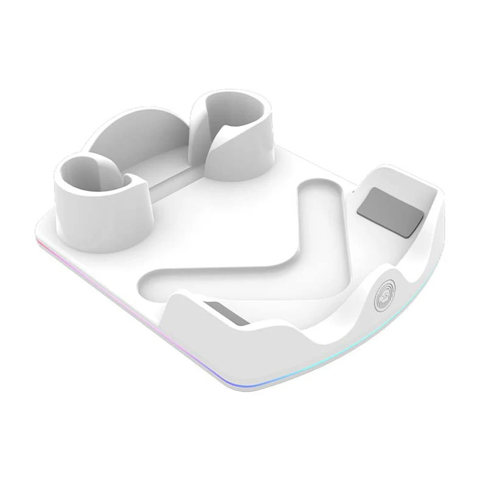 Charging Dock for Meta Quest 3S VR Charging Station with RGB Light Headset Display Stand and Controller Mount Controller Holder Peaceful Pleasures Health and Wellness WHITE