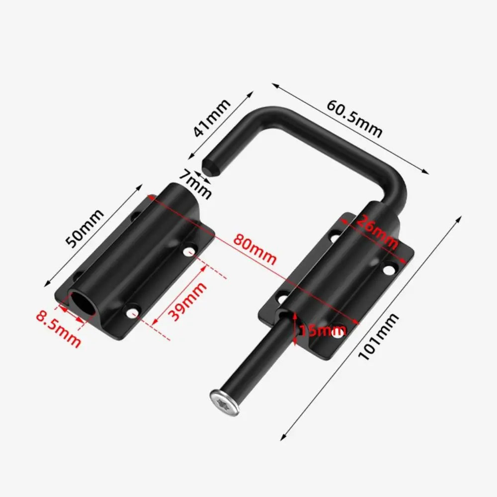 No-Drill Aluminum Door Latch Lock | 90/180° Anti-Theft Buckle