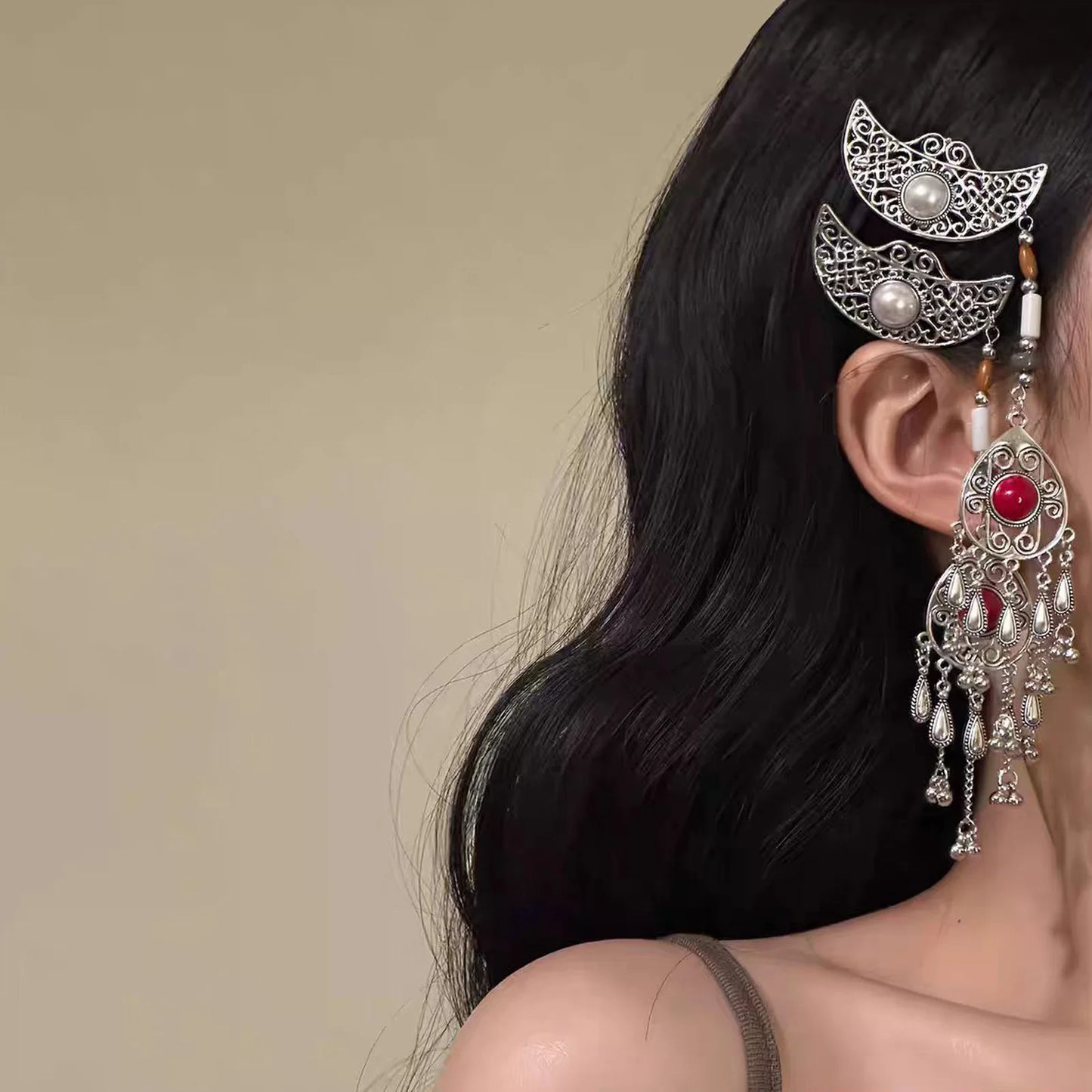 2pcs Ethnic Mongolian Style Hair Clips For Women Retro Court Design With Cultural Elements Peaceful Pleasures Health and Wellness