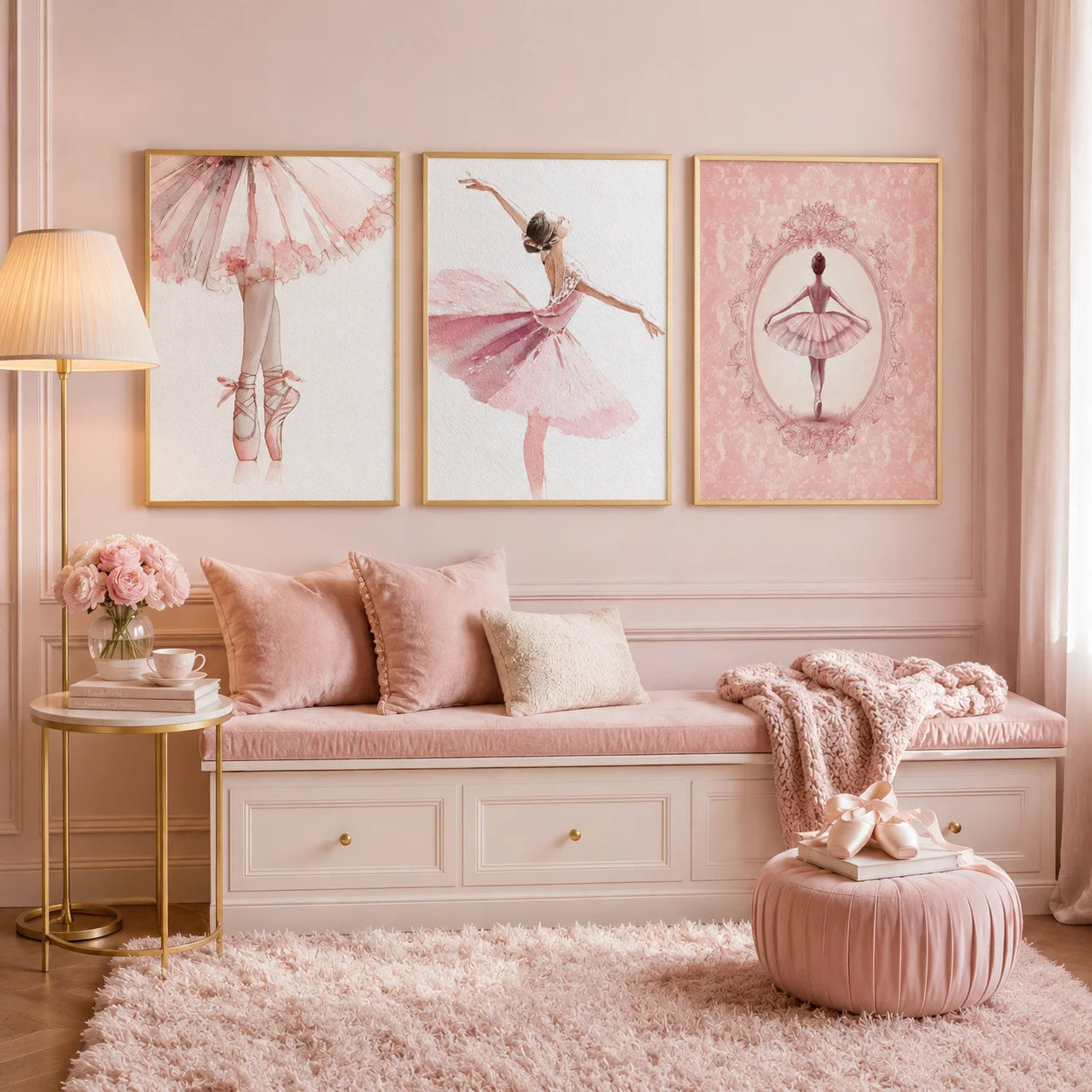 Pink Ballerina Canvas Wall Art | Nordic Ballet Dancer Poster Canvas Wall Art Peaceful Pleasures Health and Wellness