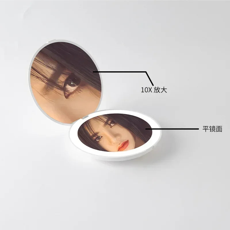Foldable Compact Magnifying Makeup Mirror with LED Lights