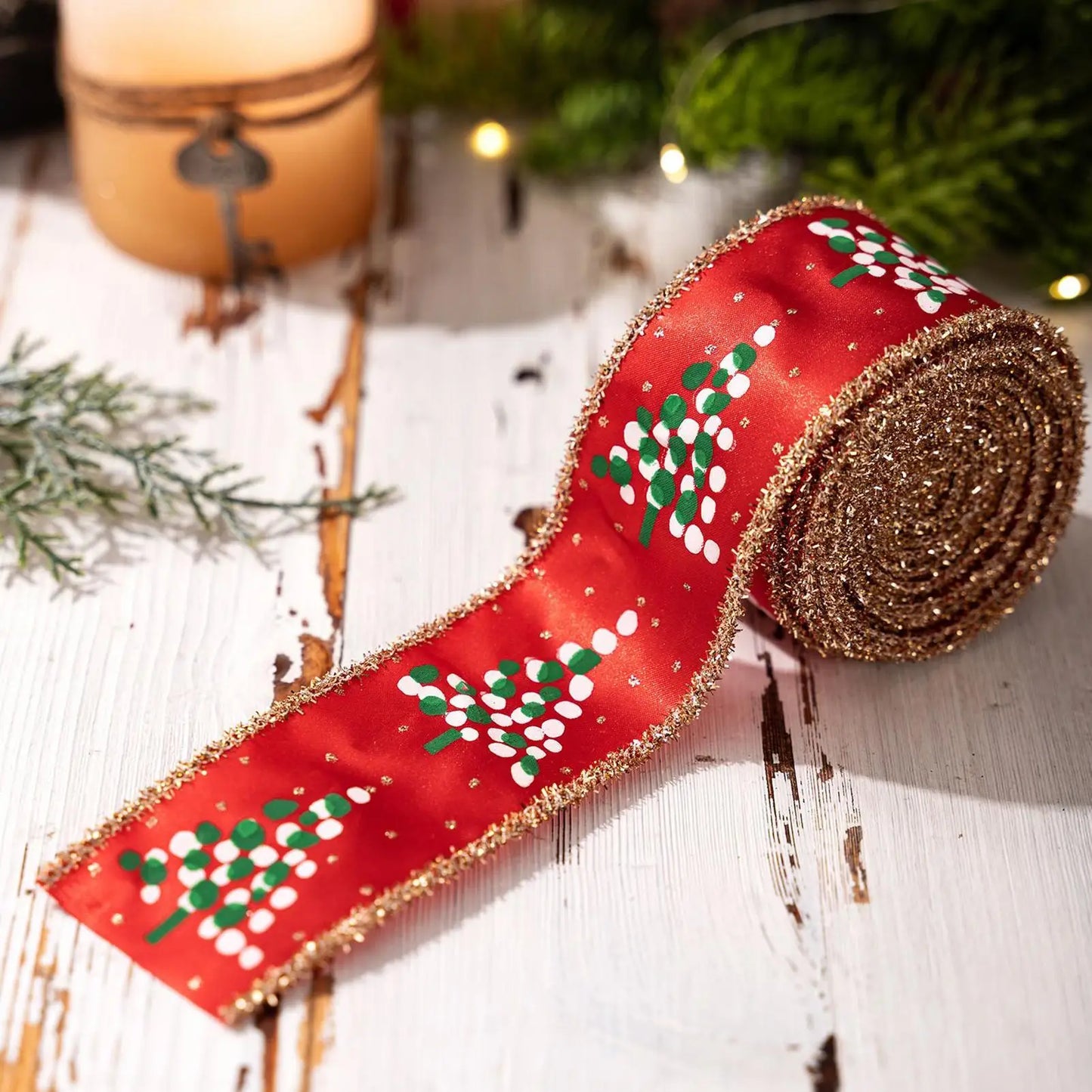 Christmas Wired Burlap Ribbon 2 Rolls – Holiday Craft & Tree Décor