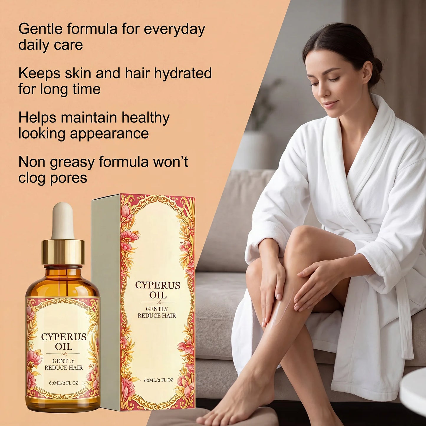Cyperus Rotundus Oil Hair Growth Inhibitor Hair Removal Soft Smooth Repair Barrier Deep Hydration Moisturizes After Shave Oil Peaceful Pleasures Health and Wellness