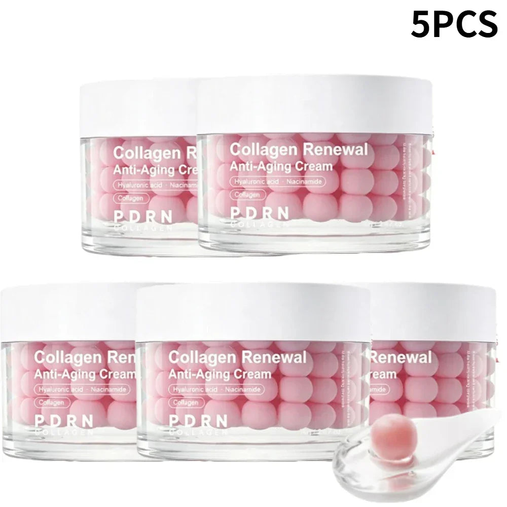 PDRN Pink Collagen Renewal Anti-Aging Cream Capsule Facial Cream Moisturizing Firming Enhance Skin Elasticity for All Skin Types Peaceful Pleasures Health and Wellness 5PCS
