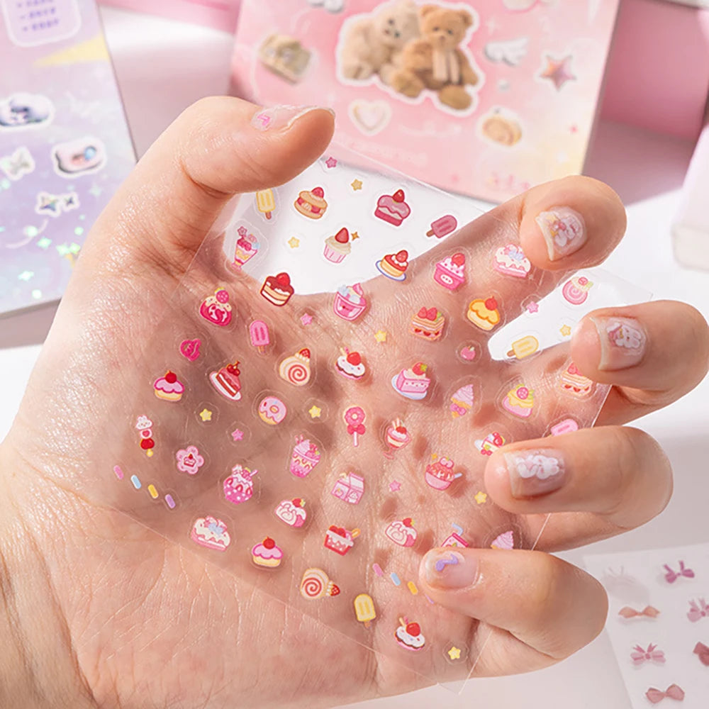 24 Sheets Handheld Sticker Notebook Mini Nail Stickers Cartoon
