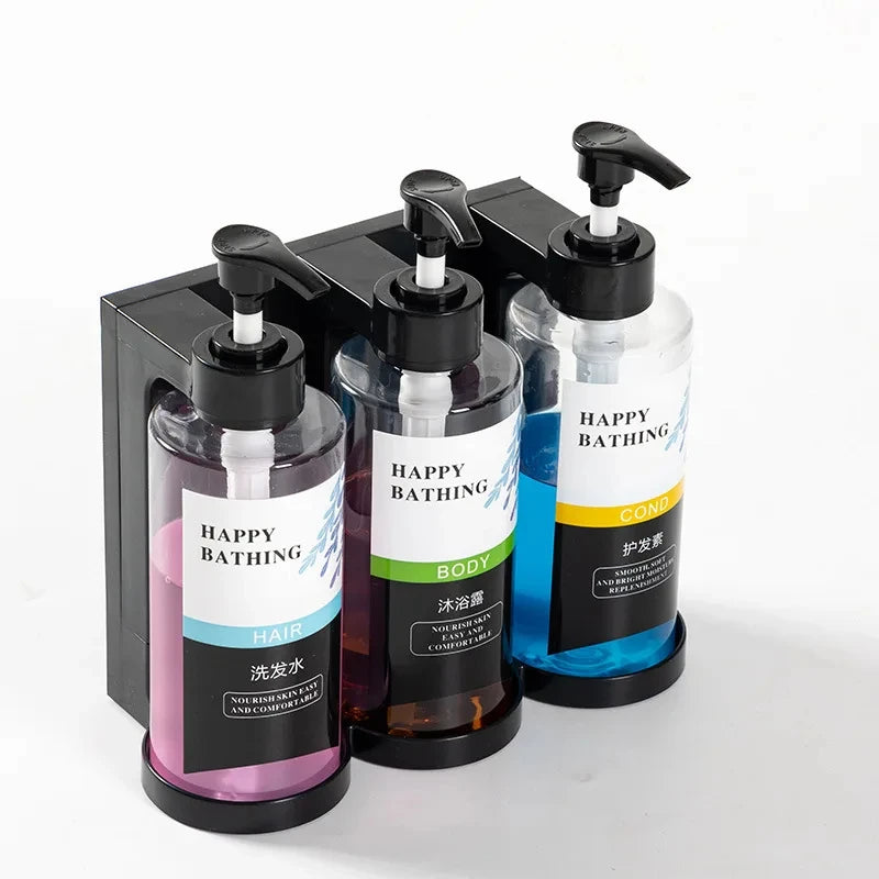 Wall Mounted Dual Soap Dispenser – No-Drill Shampoo & Gel
