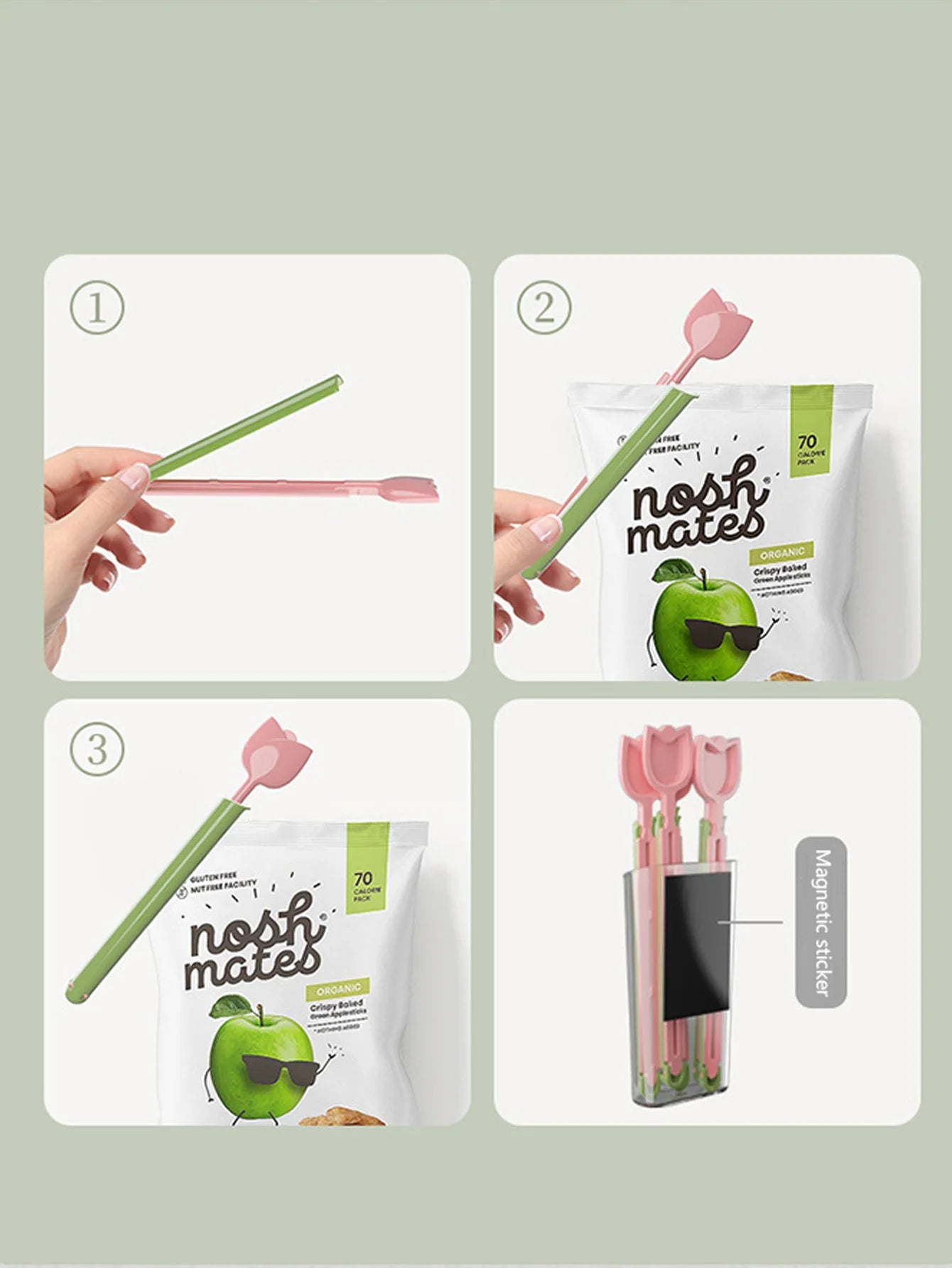 5pcs/set Tulip Sealing Clips with a Storage Box Packaging Clip Storage Box Snack Bag Sealed Moisture-proof Sealing Clip Peaceful Pleasures Health and Wellness