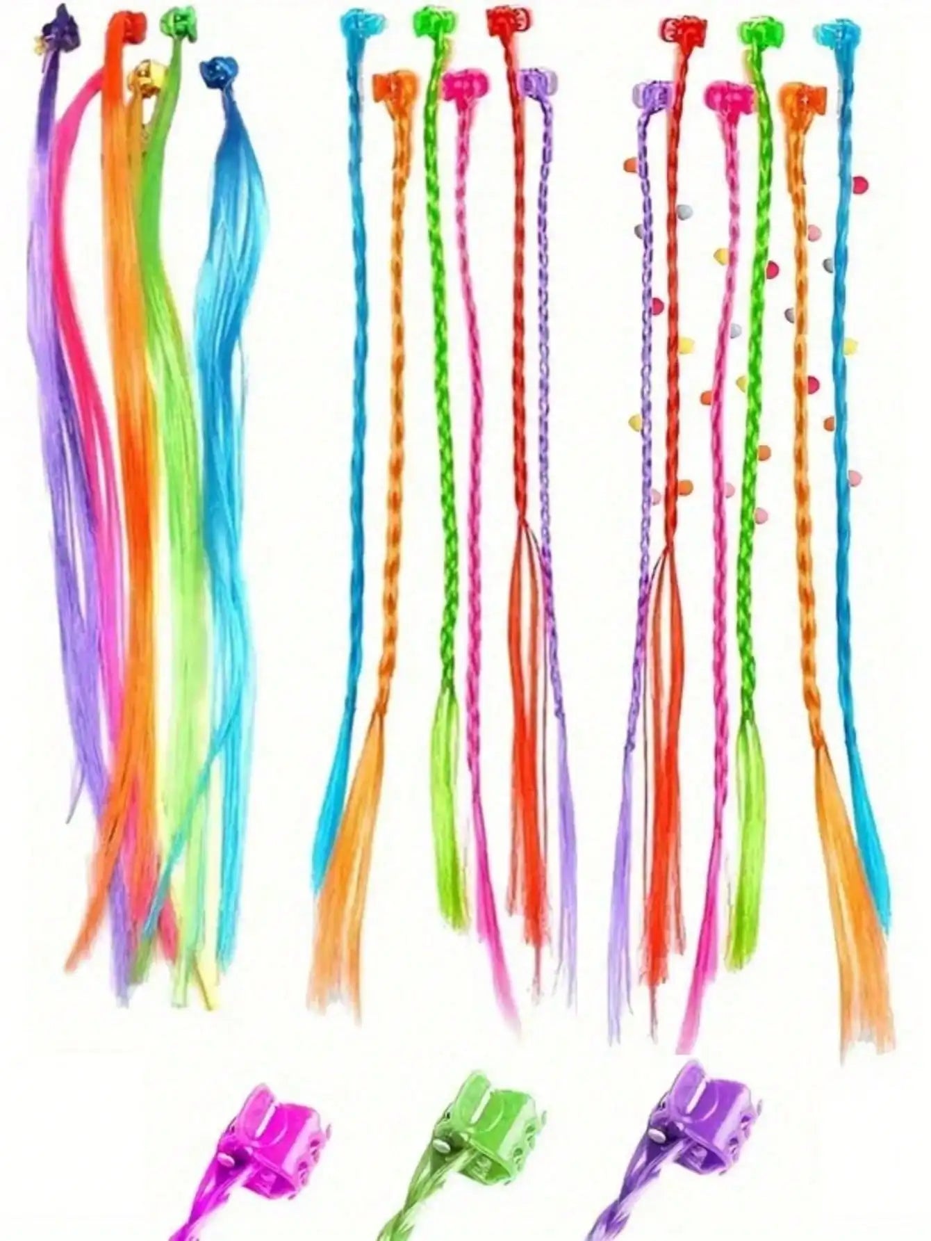 18-Piece Kids Colorful Hair Extensions with Bobby Pins Hair Extension Peaceful Pleasures Health and Wellness 18pcs