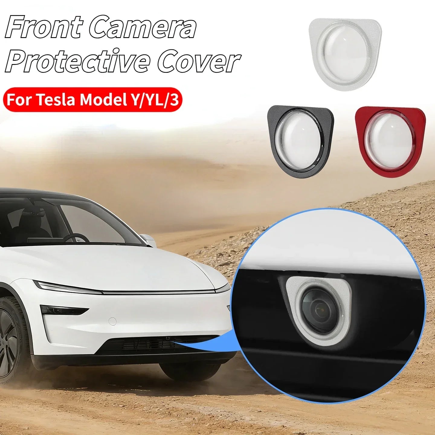 Front Camera Protector Shield for Tesla Model Y YL 3, HD Tempered Glass Rainproof Waterproof Cover Anti-Scratch Auto Accessories Peaceful Pleasures Health and Wellness