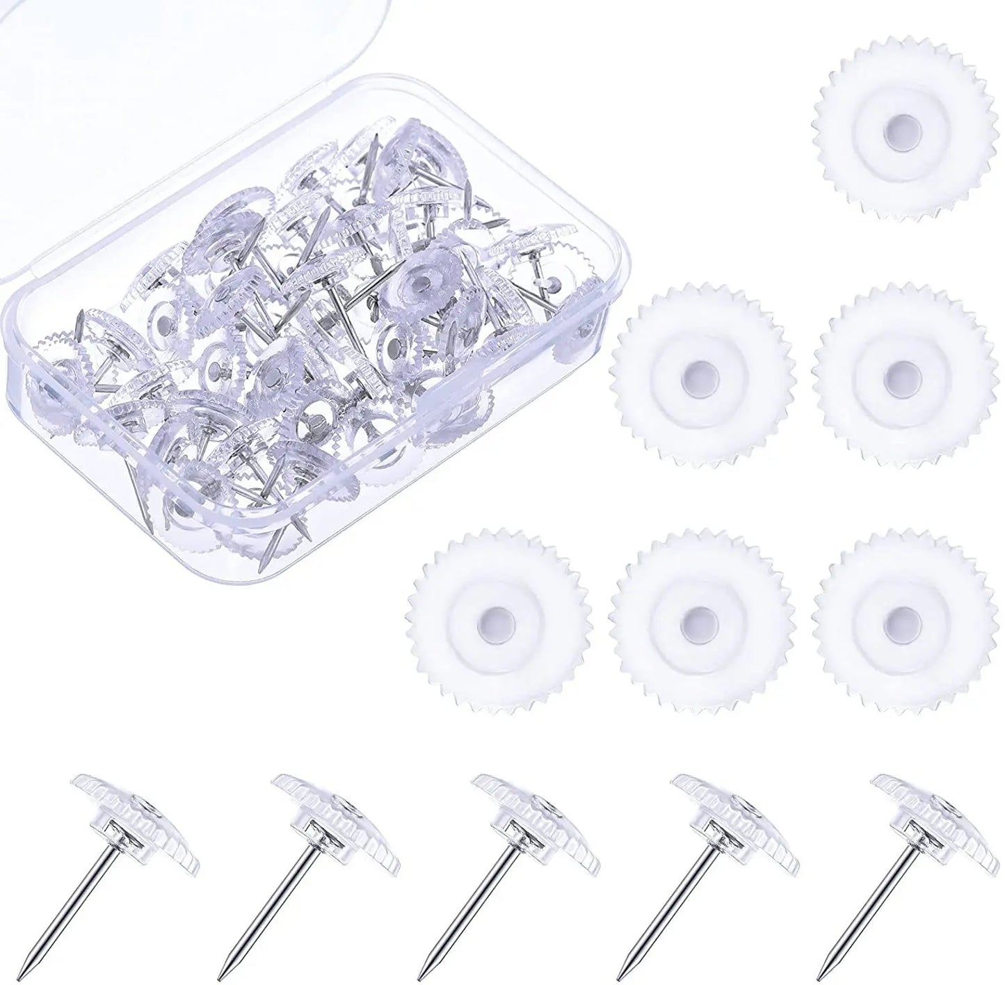Bview Art Transparent Gear-shaped Plastic Push Pins Creative