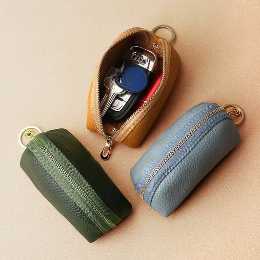 2026 Hot PU Leather Car Key Case Men Women Wallets Housekeeping Keys Covers Zipper Storage Pouch Card Bags Peaceful Pleasures Health and Wellness