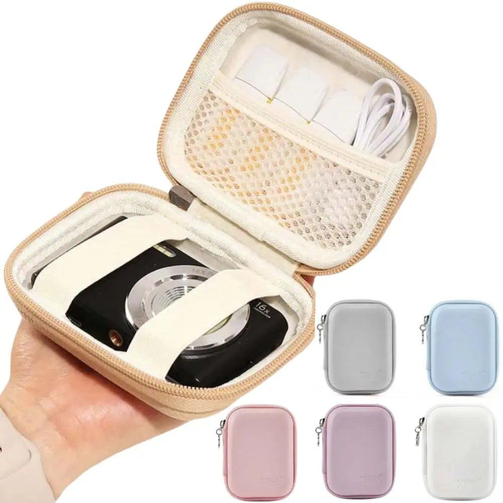 PU Leather Digital Camera Case Hard Shell Shockproof Cameras Storage Holder Earphone Data Waterproof Camera Carrying Bag SD Card Peaceful Pleasures Health and Wellness