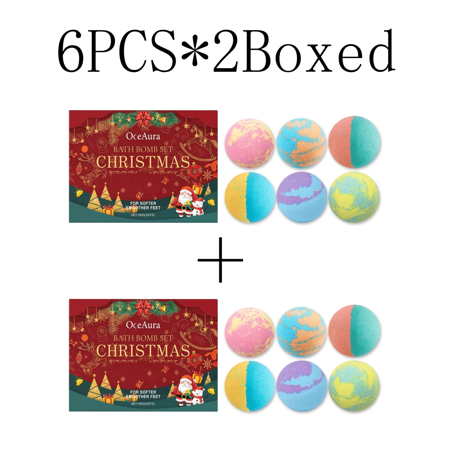 OceAura Christmas Bath Bomb Gift Set – 6pc Fizzy & Moisturizing