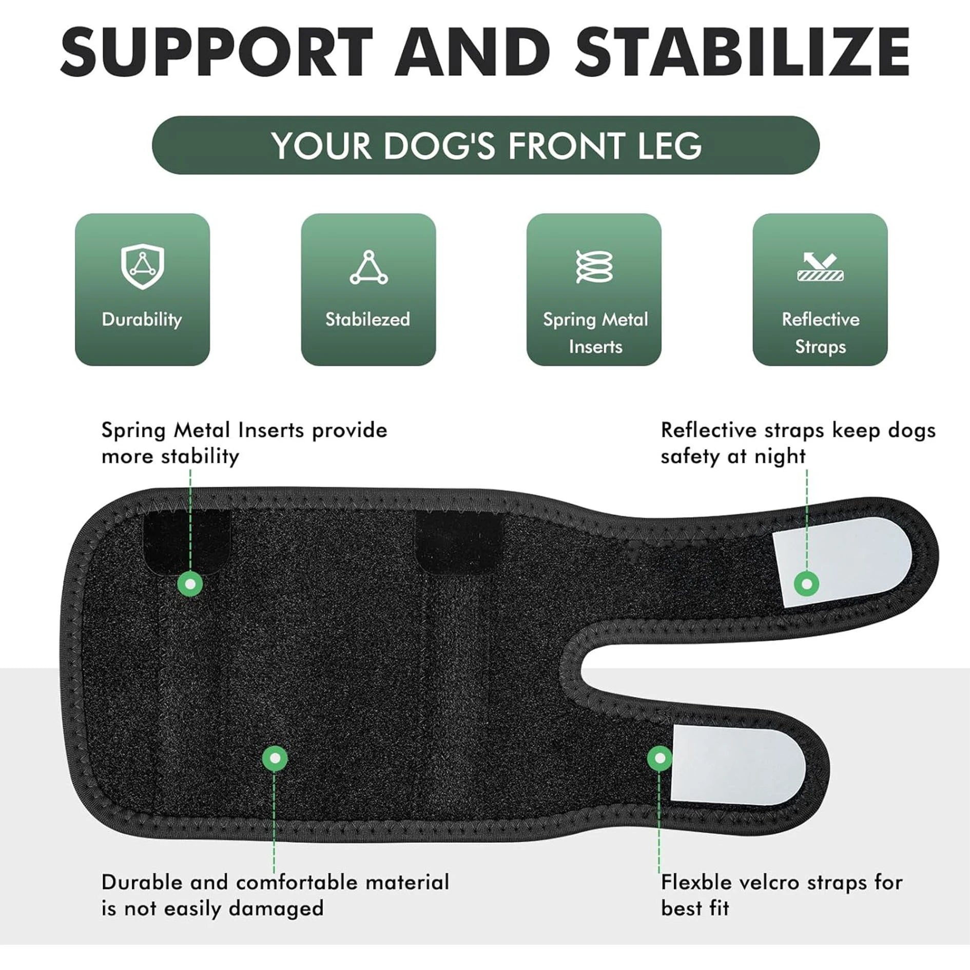 Adjustable Reflective Dog Knee & Leg Pads Joint Injury Protective Pet Dog Front Leg Safety Training Products Peaceful Pleasures Health and Wellness
