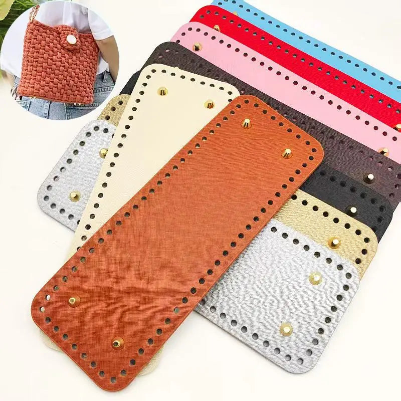 PU Leather Bag Base 28x10cm | Pre-Punched DIY Crochet Bottom