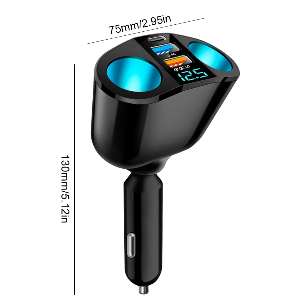Car Cigarette Lighter Socket Splitter PD QC3.0 12V-24V Car Phone Charger 2.4A Phone Charger Socket for Mobile Phone DVR Charging Peaceful Pleasures Health and Wellness