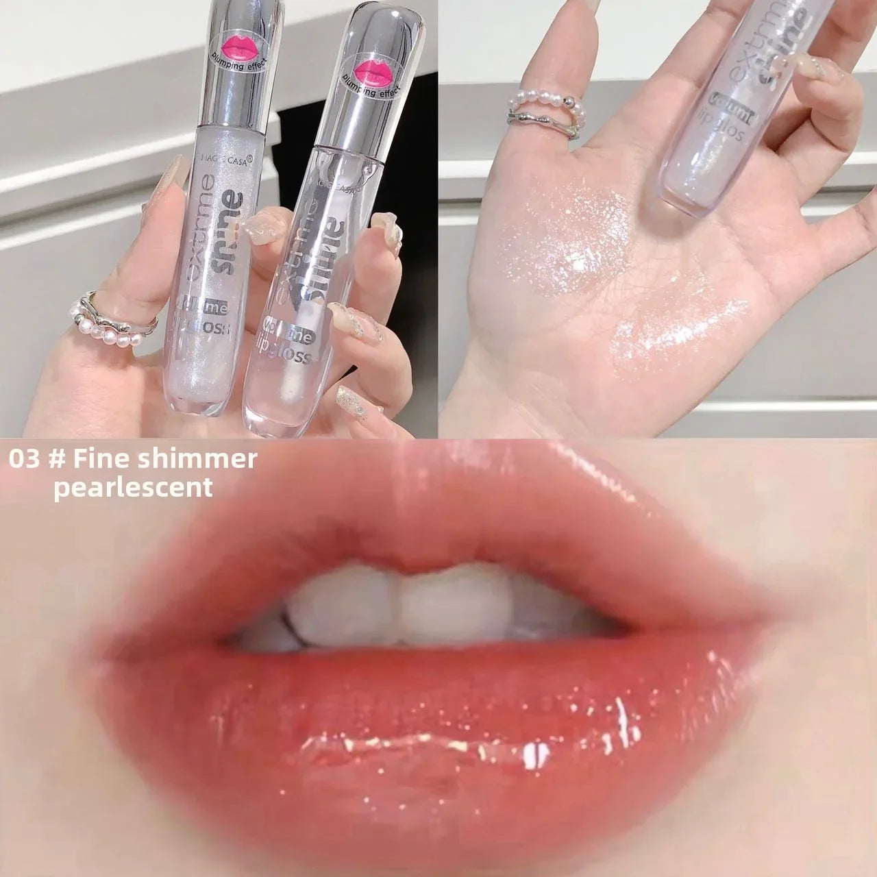 MAGIC CASA Shimmer Lip Oil Gloss – Hydrating Pearlescent Glaze