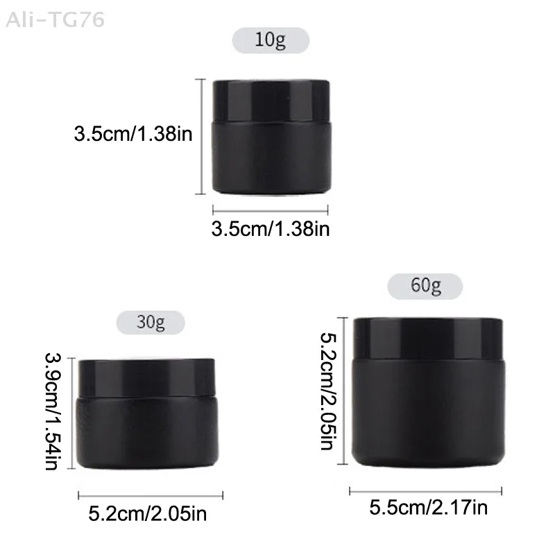 Black Glass Cream Jars – Empty Cosmetic Containers 10/30/60g