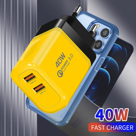 40W Dual USB Fast Charger QC 3.0 – iPhone & Samsung USB Wall Charger Peaceful Pleasures Health and Wellness