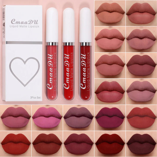 Cmaadu 3-Piece Matte Lipstick Set – Waterproof Long-Lasting Matte Lipstick Set Oasis Select