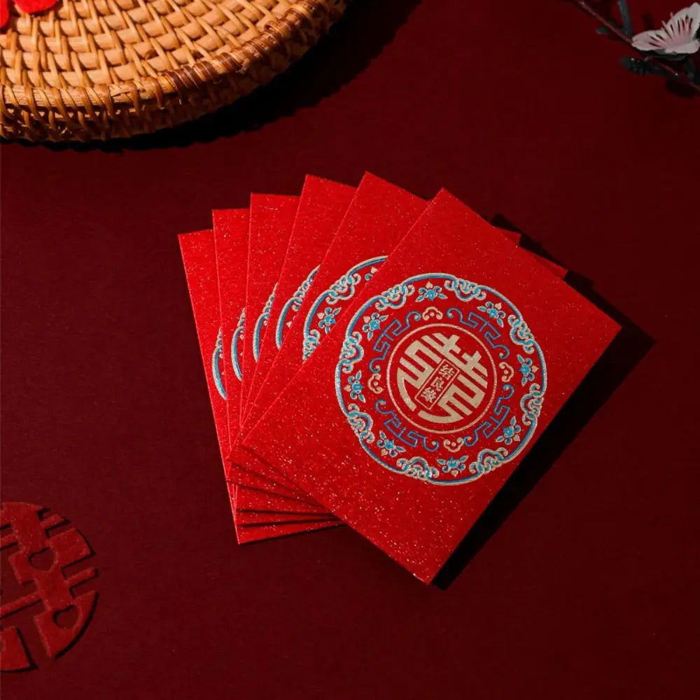 20pcs New Trendy Multiple Patterns Money Pocket Best Wishes Good Luck Red Envelope Lucky Money Blessing Bag Party Gifts Peaceful Pleasures Health and Wellness 04