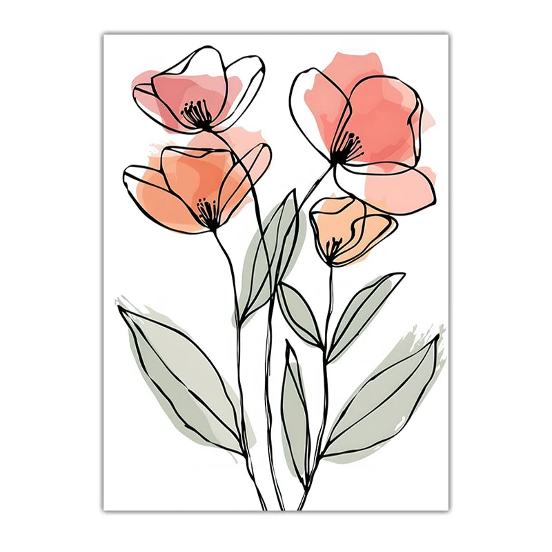 Nordic Tulip Canvas Wall Art | Minimalist Flower Poster Print Canvas Wall Art Peaceful Pleasures Health and Wellness 03 50x70cm NoFrame China Mainland