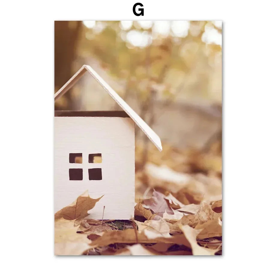 Fall Pumpkin Autumn Canvas Wall Art | Nordic Home Decor Print