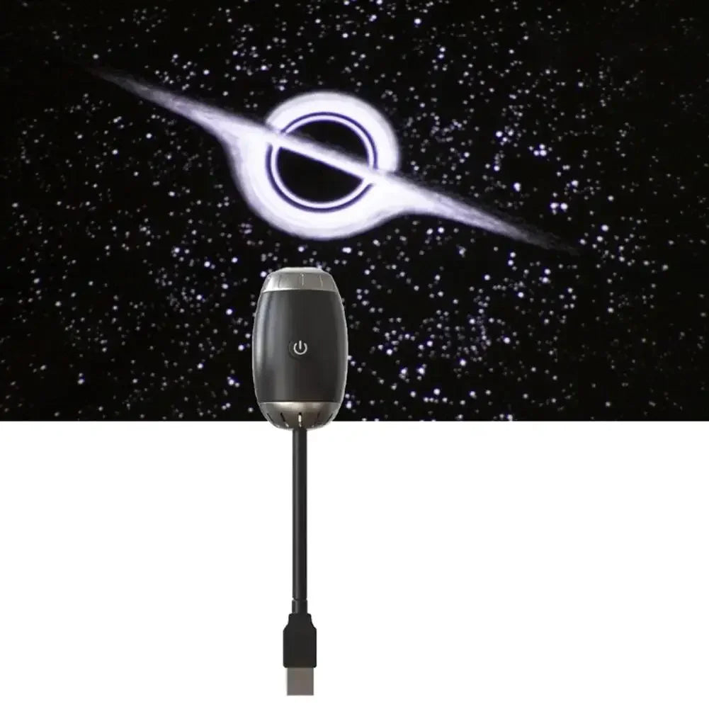 LED Car Atmosphere Projector Light Mini Galaxy Starry Sky Ambient Lamp Romantic Saturn Star Light for Bedroom Car Roof Decor Peaceful Pleasures Health and Wellness Black Hole Black