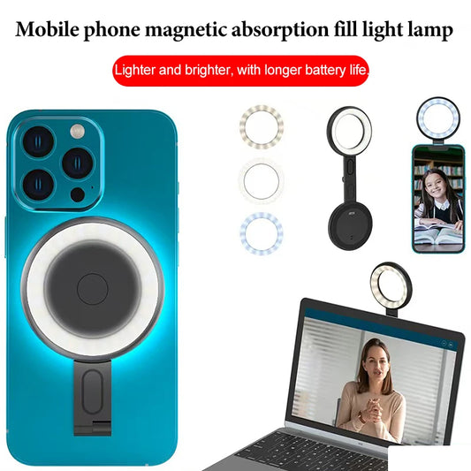 Magnetic Absorption Fill Light Lamp Light Led Mobile Led Light Cell Phone Lighting Led Light Photography Selfie Lighting Camera Peaceful Pleasures Health and Wellness