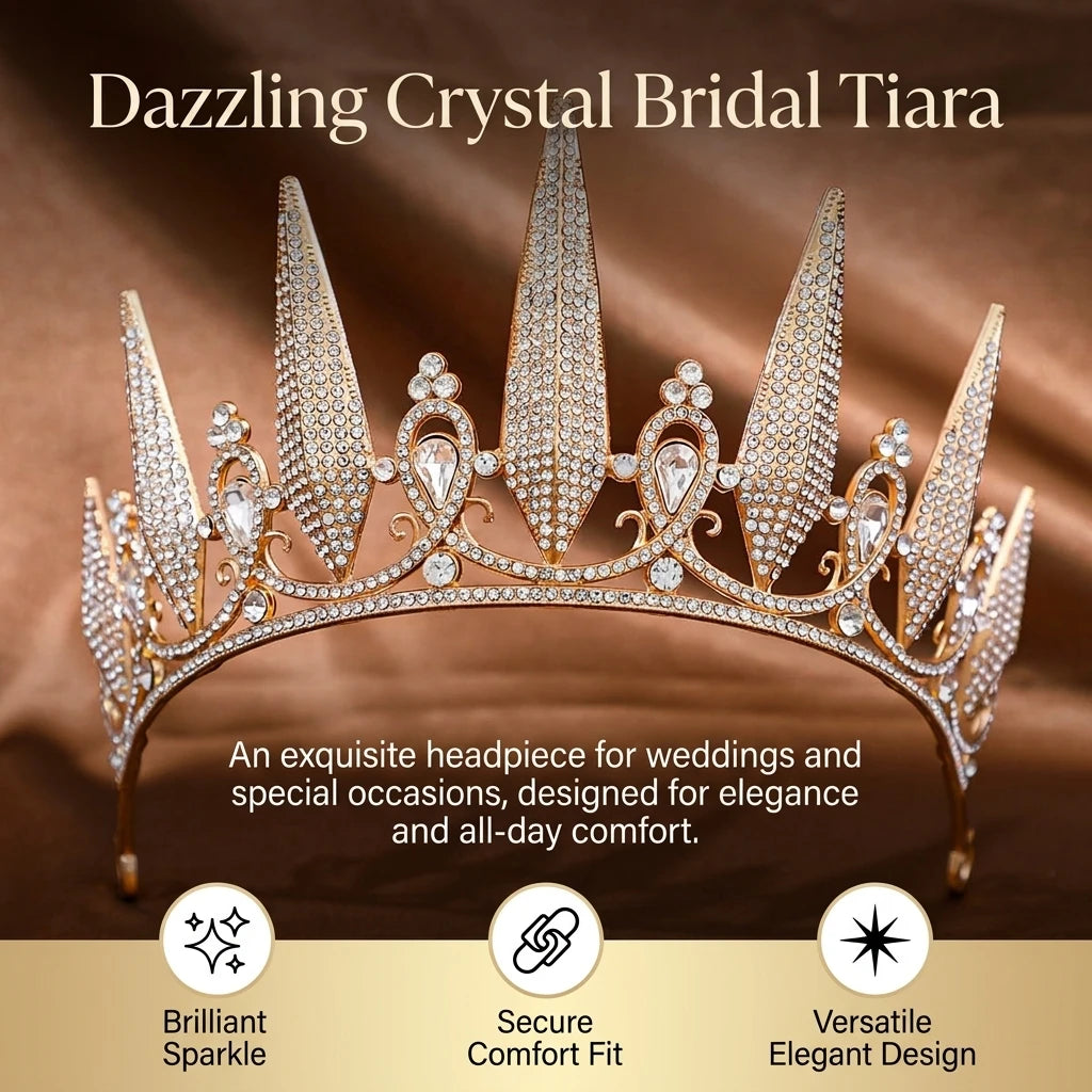 Bridal Rhinestone Crown Headband Alloy Crystal Wedding Party Accessory Peaceful Pleasures Health and Wellness