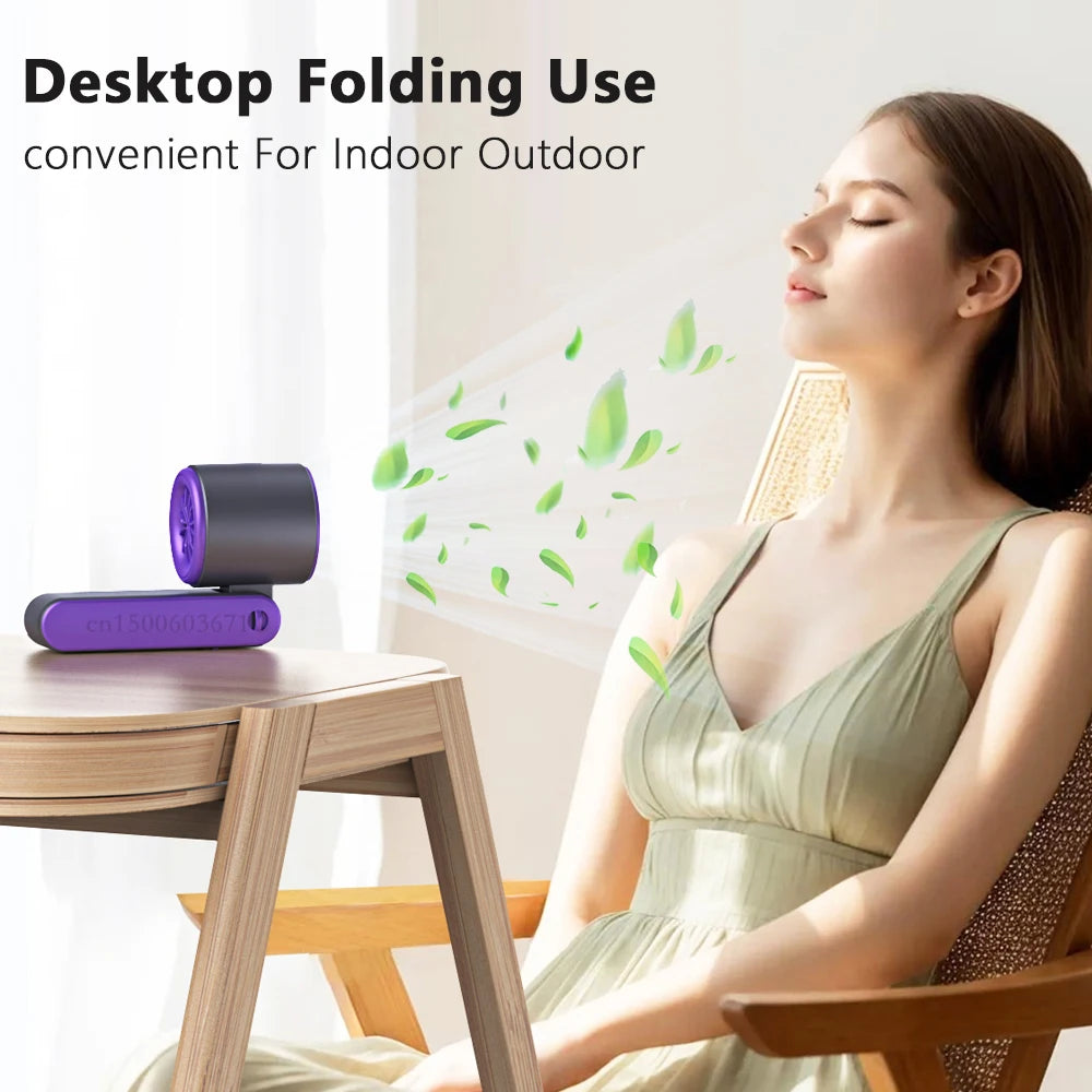 3000mAh Handheld Mini Fan Portable Foldable Desk Fan USB Rechargeable Air Circulation Fan for Travel Outdoor Neck Hanging Fan Peaceful Pleasures Health and Wellness