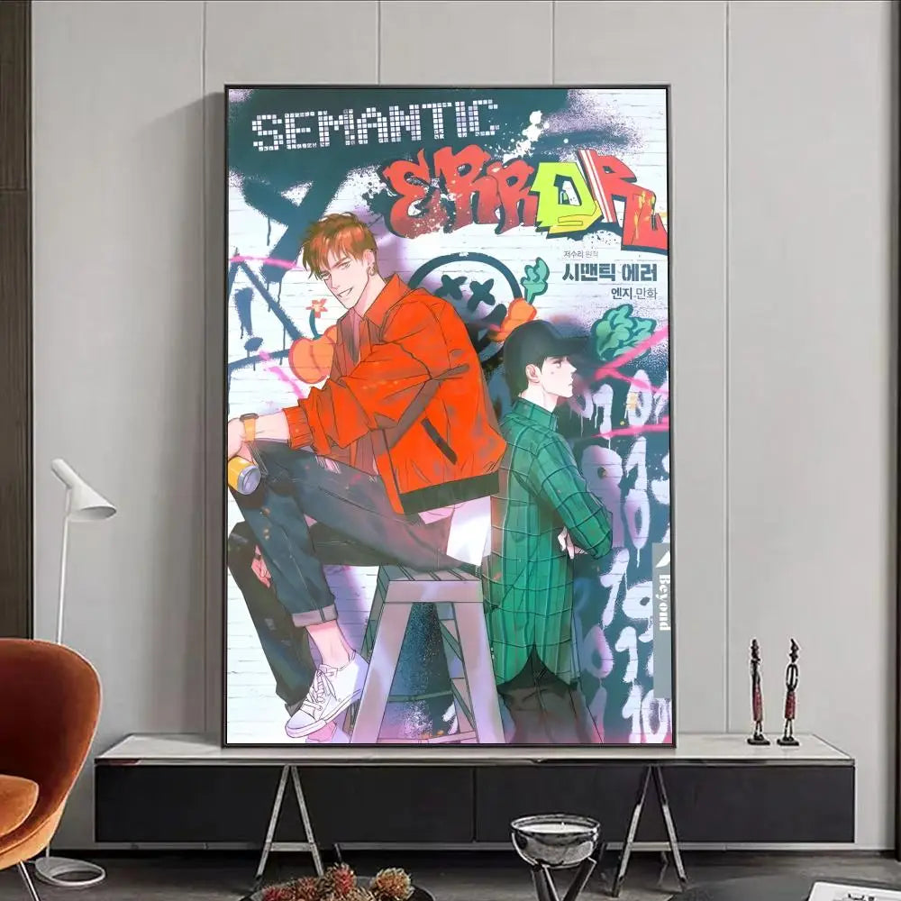 Semantic Error Jaeyoung & Sangwoo HD Waterproof Anime Poster Anime Wall Poster Peaceful Pleasures Health and Wellness Black5 40X50cmNoframe
