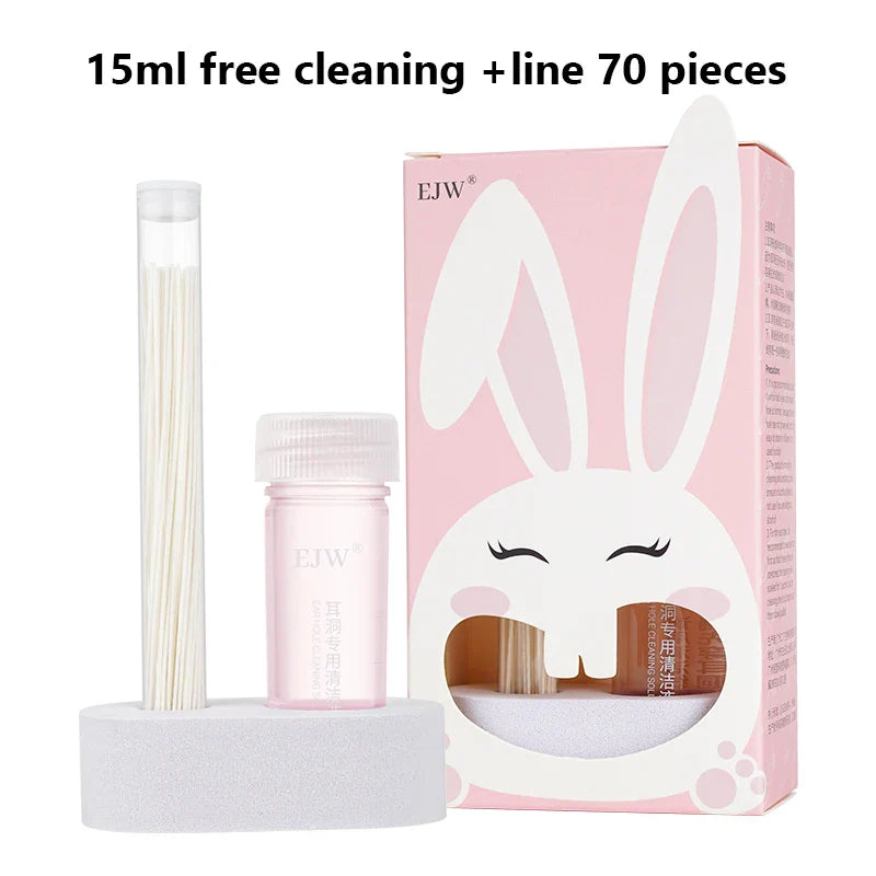 Ear Piercing Cleaning Kit – 70-Piece Ear Hole Floss & Solution