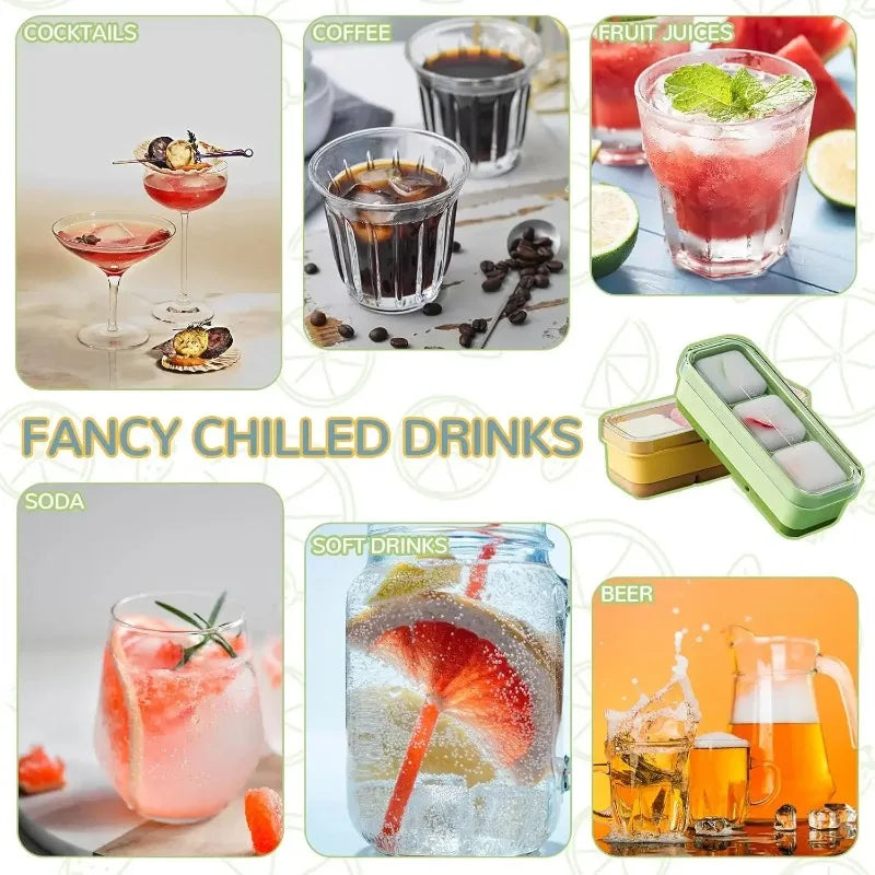 3-Compartment Silicone Ice Cube Tray with Lid – BPA Free
