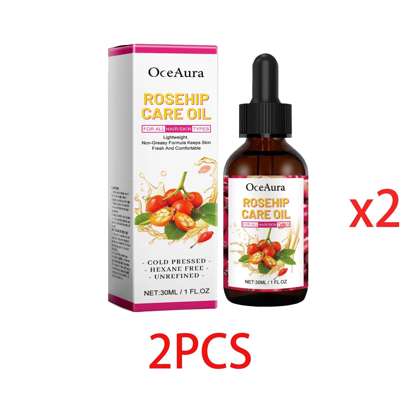 OceAura Rosehip Dry Oil – Face, Hair & Body Moisturizer 30ml