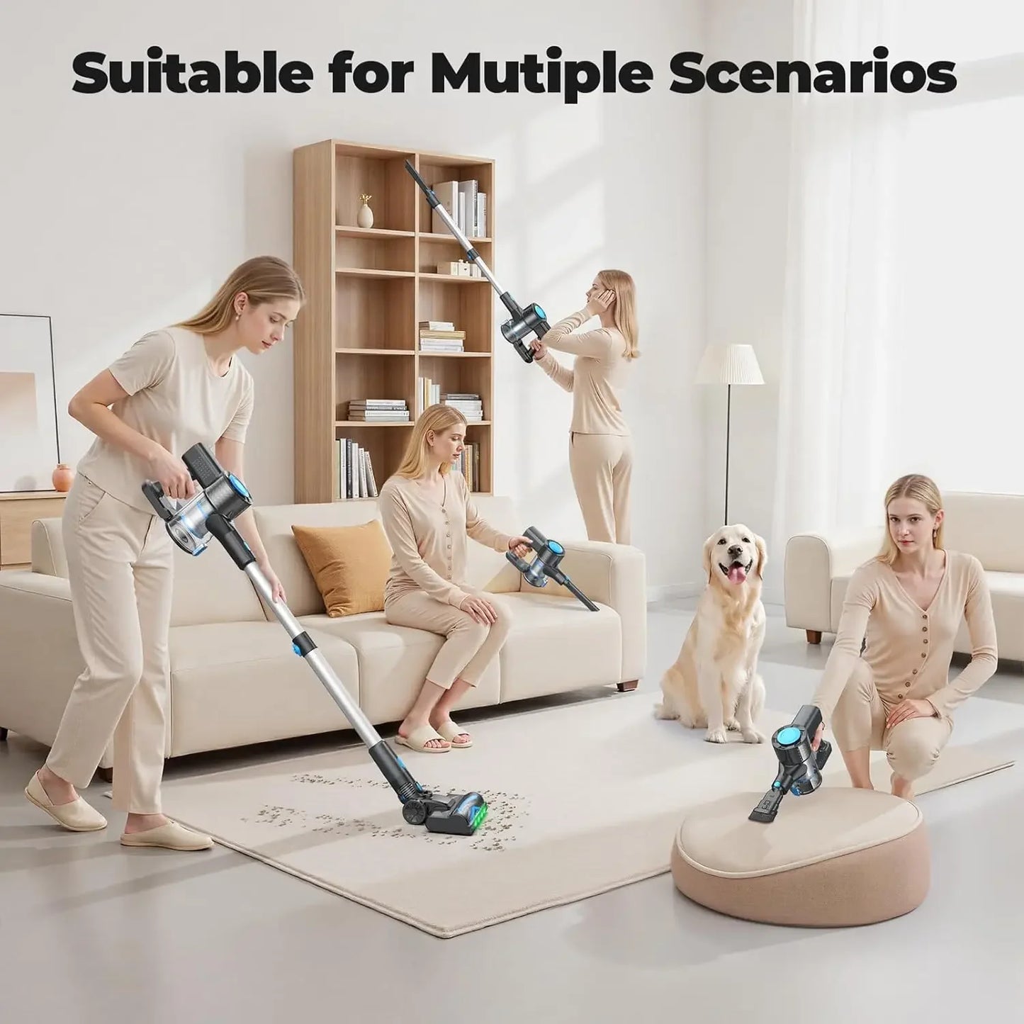 Lightweight Cordless Stick Vacuum with Self-Standing, Anti-Tangle, 8-in-1 for Hardwood Floors & Pet Hair Peaceful Pleasures Health and Wellness