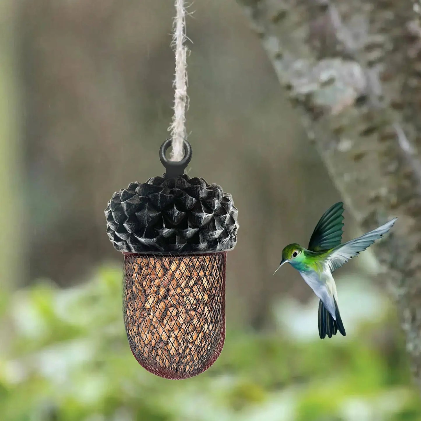 Acorn Bird Feeder – Decorative Resin Metal Garden Feeder Hanging Bird Feeder Peaceful Pleasures Health and Wellness CN