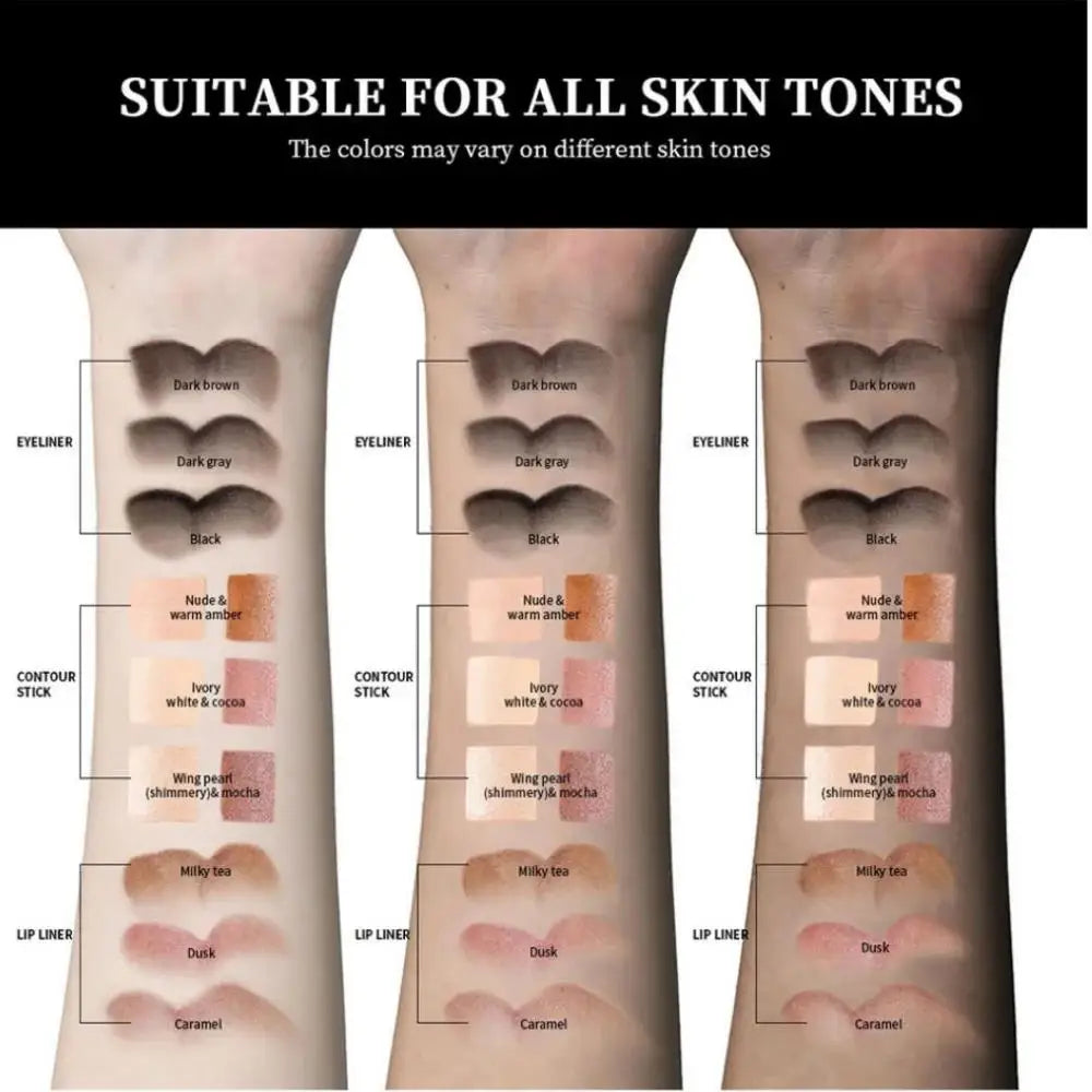 Lakerain 3-Piece Matte Lip, Eye & Contour Stick Makeup Set