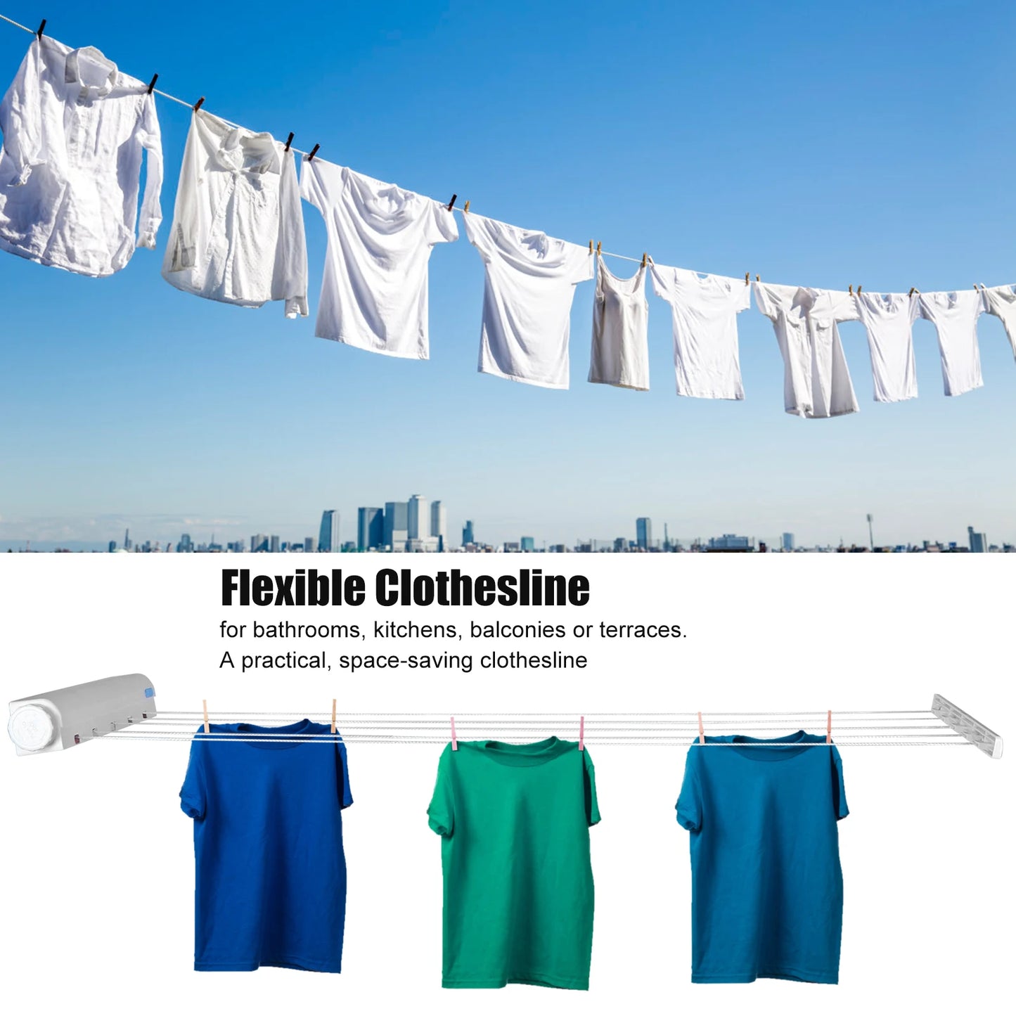 Telescopic Retractable Clothesline Clothes Drying Rope Hanger for Indoor Outdoor Supplies Clothesline Retractable Clothesline Peaceful Pleasures Health and Wellness