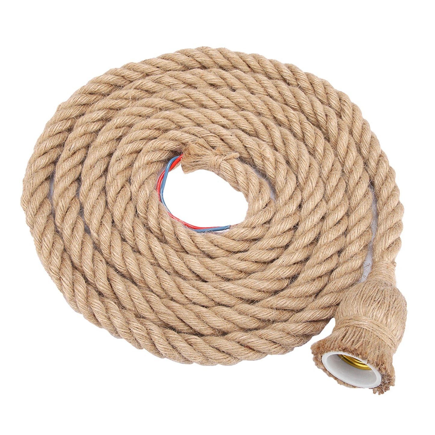 2m E27 Vintage Hemp Rope Ceiling Light Base Pendant Lamp Bulb Holder 85-265V Lamp Holder Lamp Base Peaceful Pleasures Health and Wellness 1 head